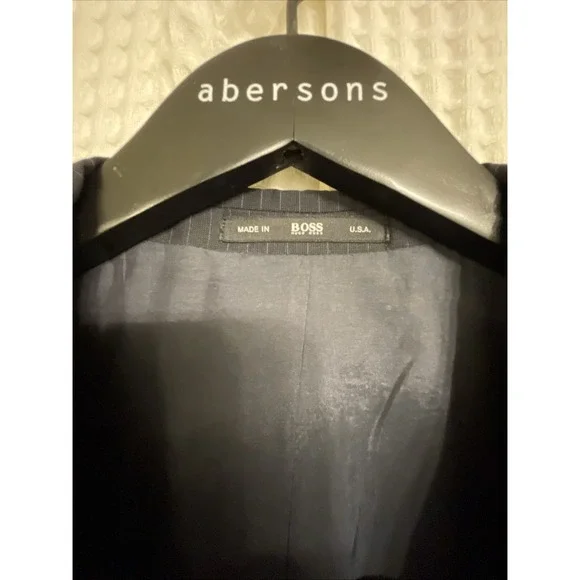 Hugo Boss Suit Jacket Sports CoatMens 40L Blue Grey Pinstripe